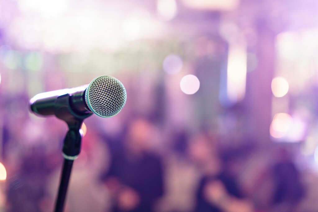 Close up microphone on stage